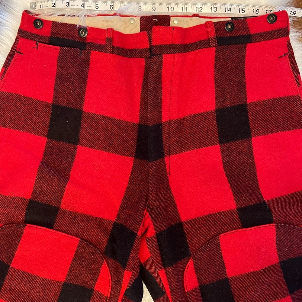 Vintage Woolrich Red and Black Plaid wool hunting pants.  EXCELLENT